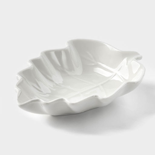 Соусник «Лиственик», 14×10×3 см, керамика, белый