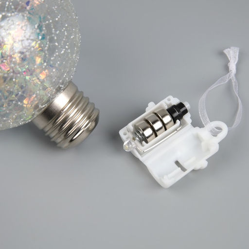Ёлочный шар Ледяной шар, d=8 см, 1 LED, от батареек LR44x3, свечение тёплое белое - Luazon lighting фото 3