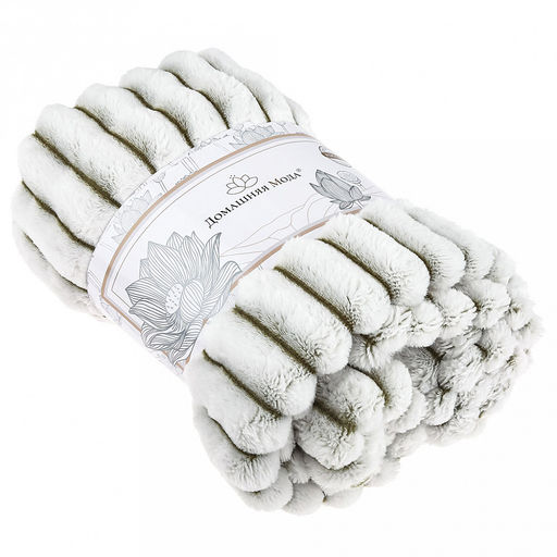 Плед/покрывало 220х200см "Белый тигр-005", велсофт "Marmari" полоса, высокий ворс, полиэстер 100%, плотность 350г/м2, упаковка пояс бумажный, "Домашняя мода" (Россия)