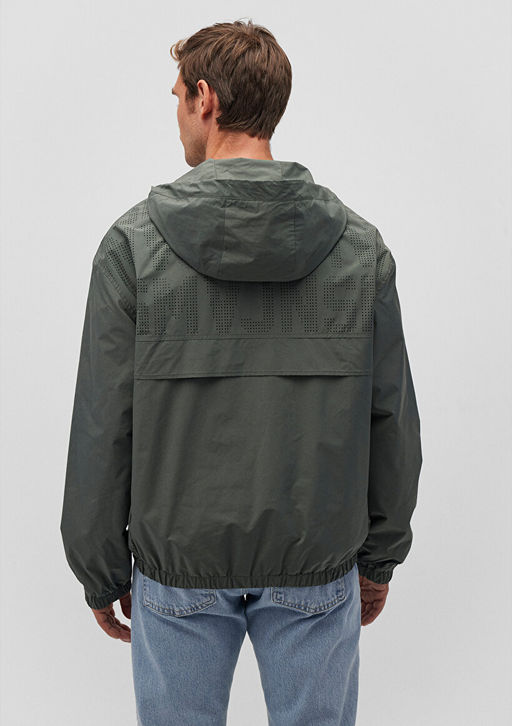 Kapusonlu Haki Ceket - Mavi фото 4