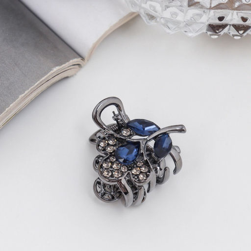 Цена за 6 шт. Крабик для волос «Роуз», цветок, 3 см, чёрный