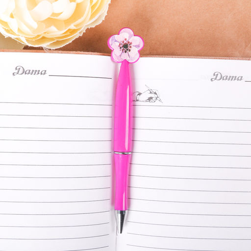 Ручка шариковая, синяя паста, 1.0 мм, пластиковая с цветком Удачи в делах