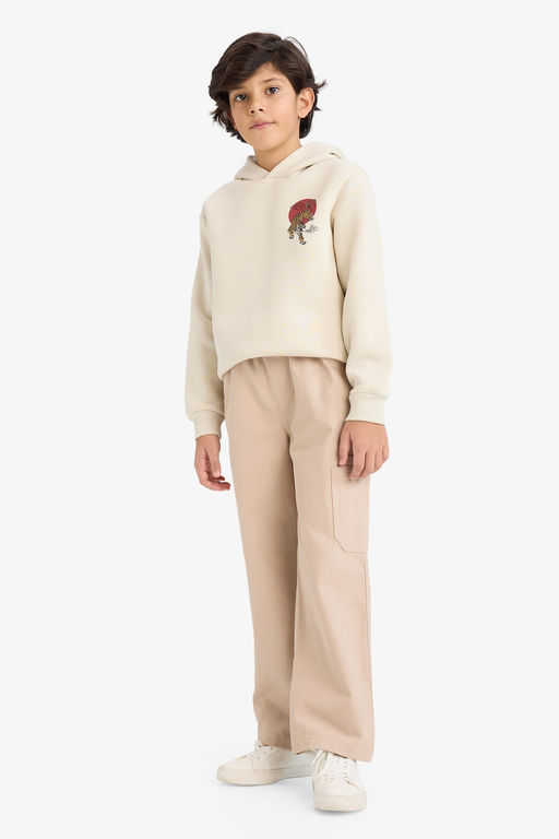 Kap__onlu S_rt Bask_l_ __i Yumu_ak T_yl_ Sweatshirt Erkek _ocuk - Defacto фото 2
