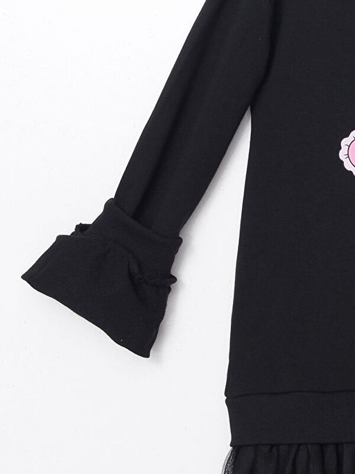 Bisiklet Yaka Kuromi Bask?l? K?z ?ocuk Elbise