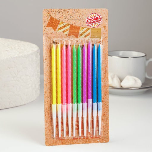 Свечи для торта Неон, 10 шт, разноцветные, 14 см - Страна карнавалия фото 3