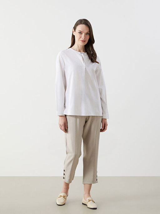 Ba?lamal? Yaka ?izgili Kad?n Bluz