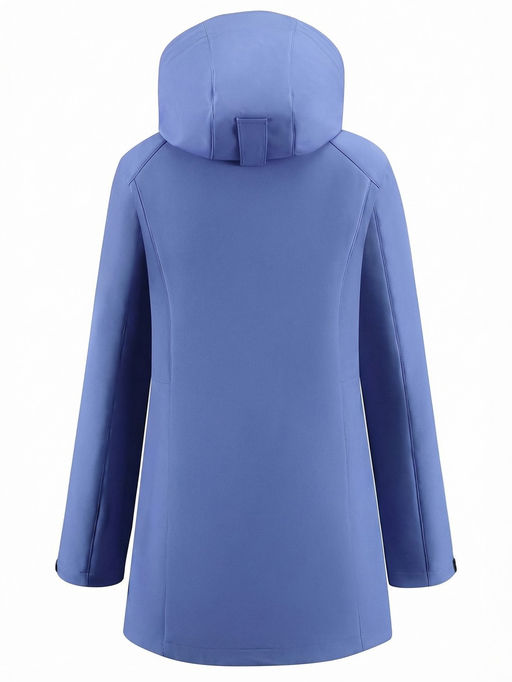Парка женская софтшелл виндстоппер удлинённая с капюшоном голубого цвета 9614_1Gl