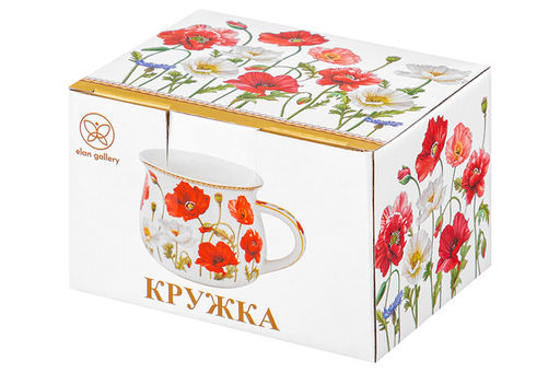 Кружка 250 мл 11*8,5*7 см Маки бочонок, фарфор NEW BONE CHINA - Elan gallery фото 19