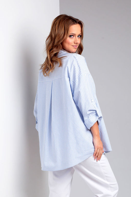 Рубашка Liona Style 897 голубая полоска  фото 4