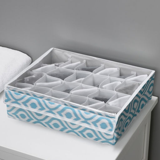 Органайзер для хранения белья Доляна Лагуна, 24 ячейки, с прозрачной крышкой, 383010 см, бирюзовый фото 12