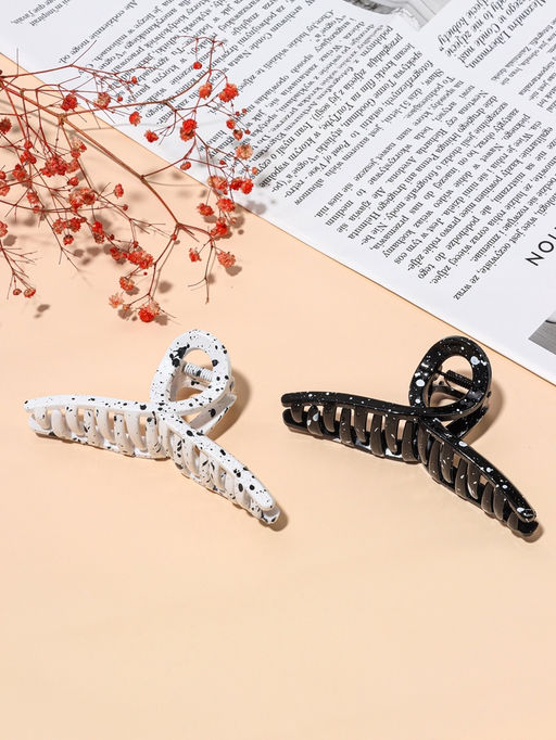 Цена за 12 шт. Крабик для волос «Пелагея», петля, 11 см, белый, чёрный