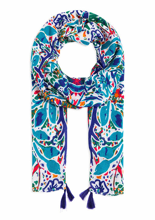 Bask?l? Renkli Sal - Mavi фото 2