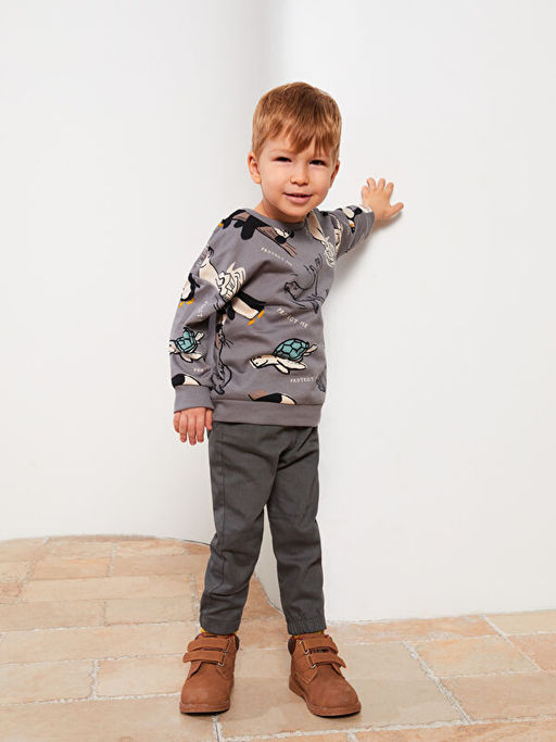 Bisiklet Yaka Uzun Kollu Bask?l? Erkek Bebek Sweatshirt - Waikiki фото 3