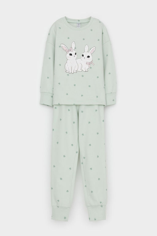 К 1581/зеленая пастель,мини клевер пижама