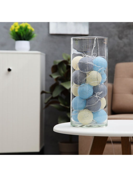 Гирлянда Нить 5 м с насадками Клубки небесные, IP20, прозрачная нить, 20 LED, свечение тёплое белое, 220 В - Luazon lighting фото 10