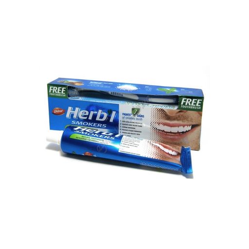 Паста зубная DABUR HERBL SMOKERS (Для курильщиков, интенсивное очищение эмали) with Toothbrush + зубная щётка ультра мягкая 150 г.