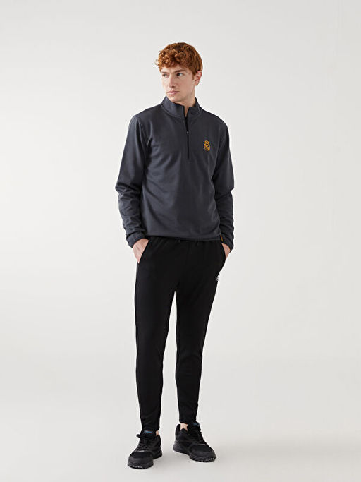 Standart Kal?p Dik Yaka Erkek Sweatshirt