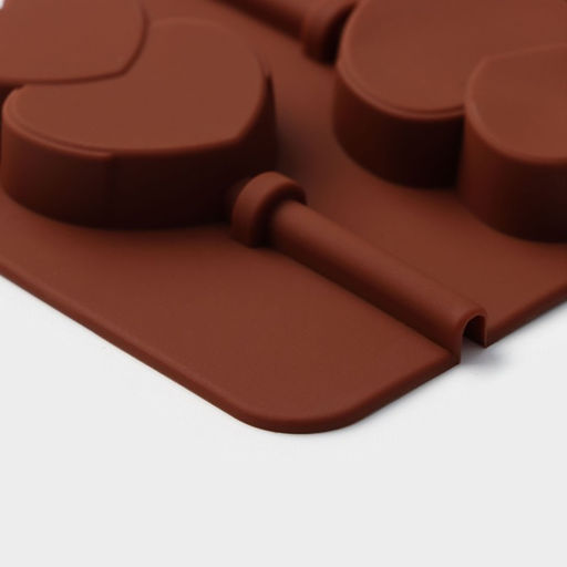 Форма для леденцов Доляна Влюблённость, силикон, 9.5?24?1 см, 6 ячеек (4.2?3.3 см), с палочками, МИКС