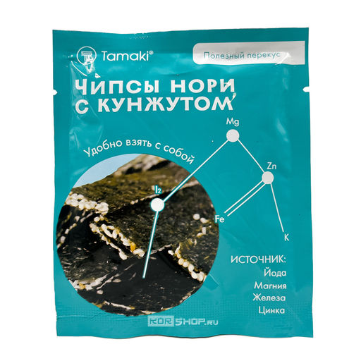 Чипсы из морских водорослей сушеных прессованных с кунжутом Tamaki, Китай, 7 г Акция