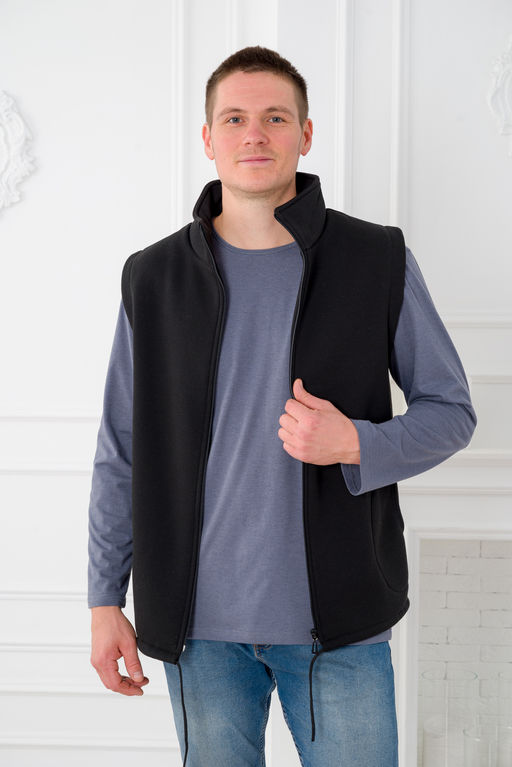 Жилет мужской из футера 3-х нитка черный макси - Амадэль фото 7