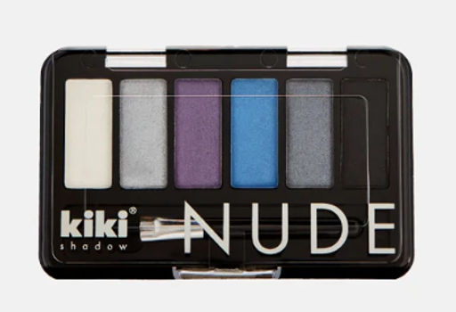 KIKI Тени д/век 6-цветные NUDE 906 перл.белый+серебро+темн.сливовый
