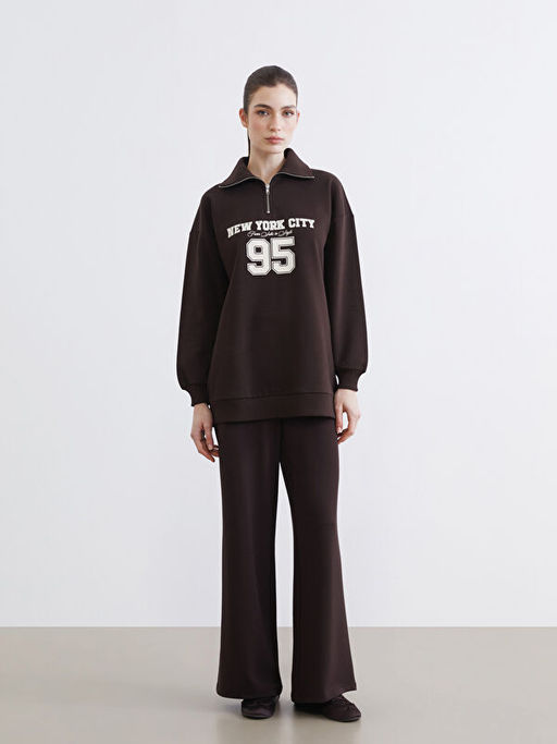 New York Bask?l? Kad?n Kal?n Sweatshirt Tunik