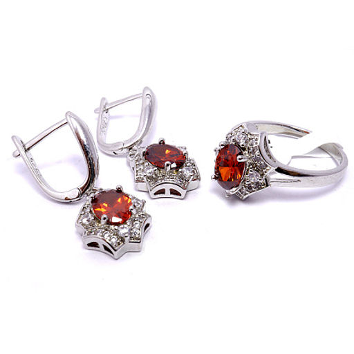 Комплект ювелирной бижутерии коллекция Дубай кольцо и серьги с фианитами