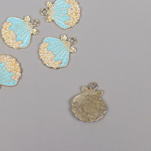 Цена за 5 шт. Декор для творчества металл, стразы «Ракушка», золото, 2.1×1.8×0.3 см