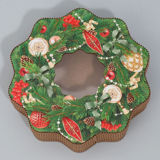 Коробка новогодняя подарочная «Венок», 21×22×5 см