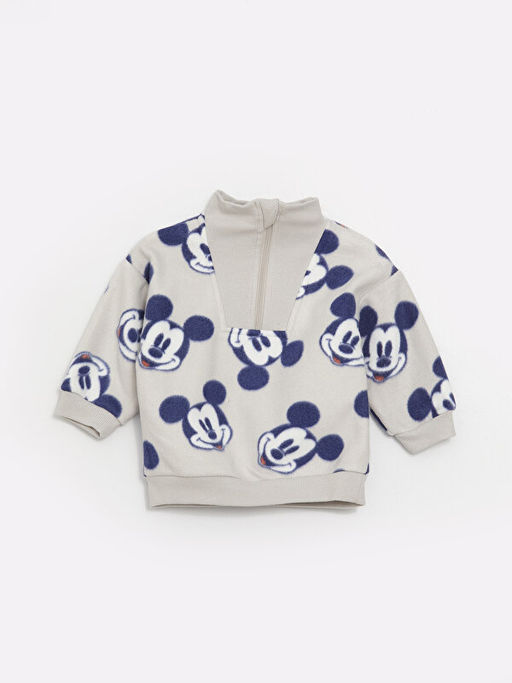 Dik Yaka Mickey Mouse Desenli Polar Erkek Bebek Sweatshirt ve E?ofman Alt? 2li Tak?m - Waikiki фото 3