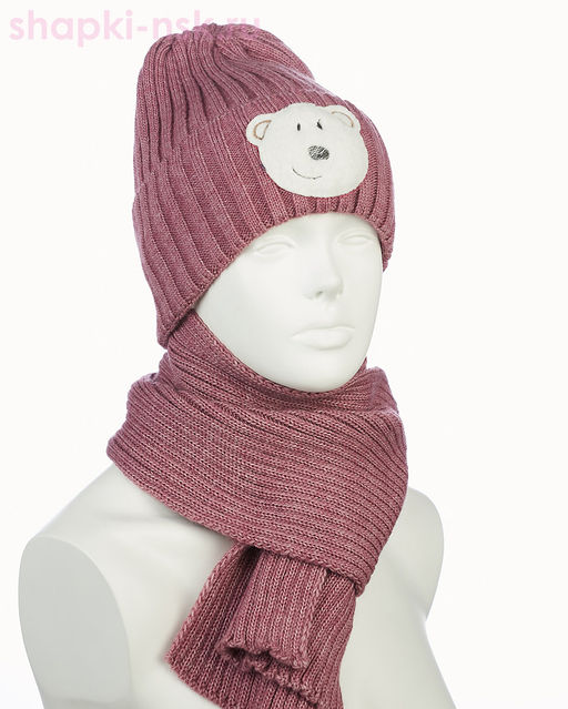 18-37-L Комплект для девочки флис (колпак+шарф) (50-54)