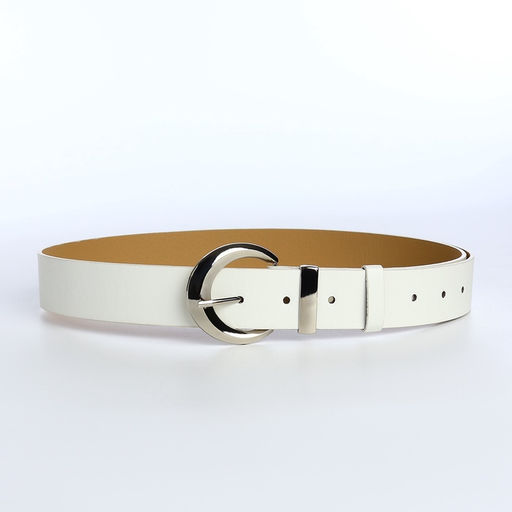 Ремень женский с винтом, 110×3.3 см, пряжка металл, серебристая, белый