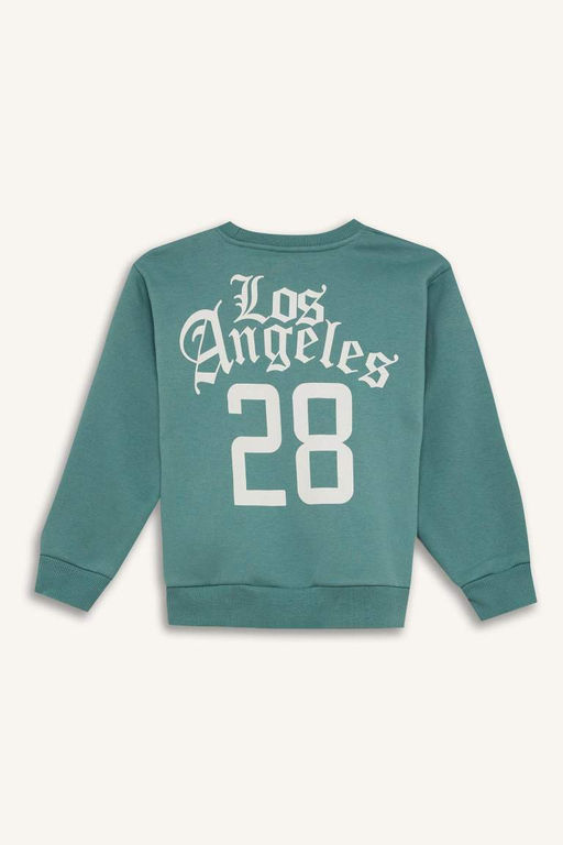 Толстый свитшот оверсайз для мальчиков с широким кроем и круглым вырезом сзади с принтом - Defacto фото 9