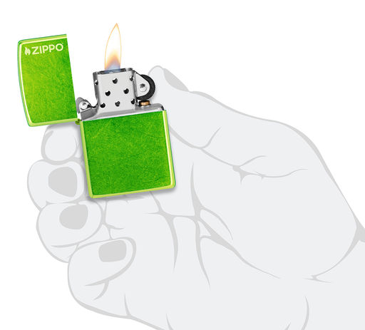Зажигалка ZIPPO Логотип с кислотным зеленым покрытием | Lurid 24513ZL  фото 5