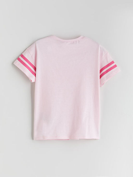 Bisiklet Yaka Barbie Bask?l? K?z ?ocuk Ti??rt