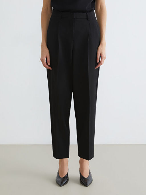 Y?ksek Bel Pileli Havu? Kesim Kad?n Pantolon