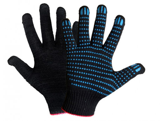 Перчатки х/б с ПВХ двойные черные (1упак/5)