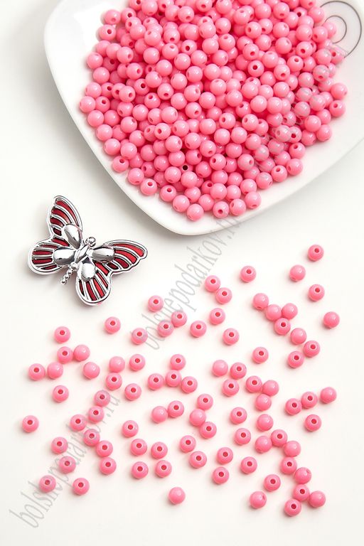 Бусинки пластиковые 6 мм*50 гр (SF-2507) розовый №5 - No name фото 2