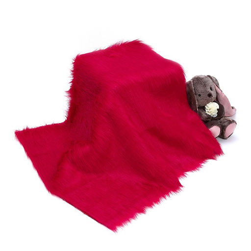 Лоскут 50 50 см, мех длинноворсовый на трикотажной основе, цвет малиновый - Страна карнавалия фото 2