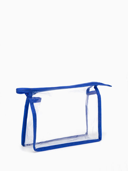 Цена за 2 шт. Косметичка на молнии, треугольная, средний размер, синяя/прозрачная