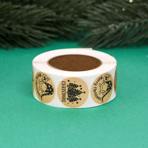 Наклейки новогодние в рулоне Christmas, для декора и подарков, 500 шт., 2.5?2.5 см - UPAK LAND фото 2
