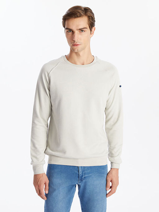 Bisiklet Yaka Uzun Kollu Erkek Sweatshirt