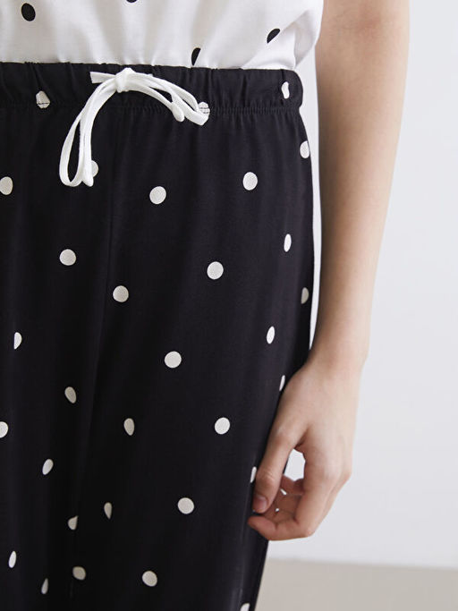 Beli Lastikli Puantiyeli Kad?n Pijama Alt