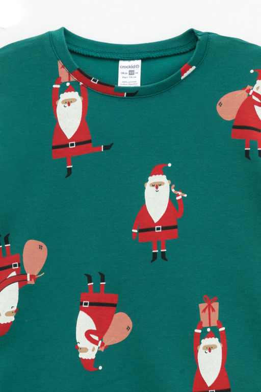 CROCKID, Пижама. Цвет: дед морозы с подарками на тем.зеленом