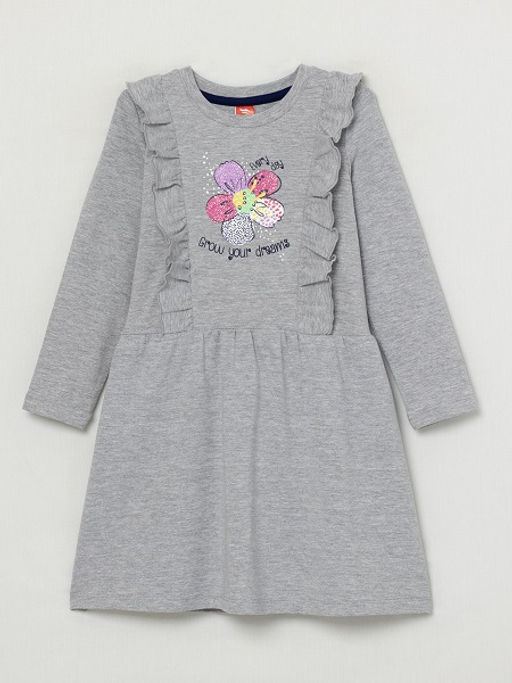 CRB wear/CWKG 62813-11-282 Платье для девочки, светло-серый меланж/Ex.Cherubino  фото 2