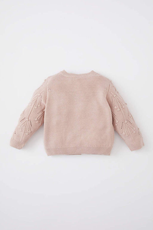 Трикотажный кардиган с круглым вырезом для маленьких девочек - Defacto фото 5