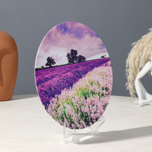 Тарелка декоративная Лавандовое поле, вид 2, с рисунком на холсте, D = 19,5 см - Simaland фото 3