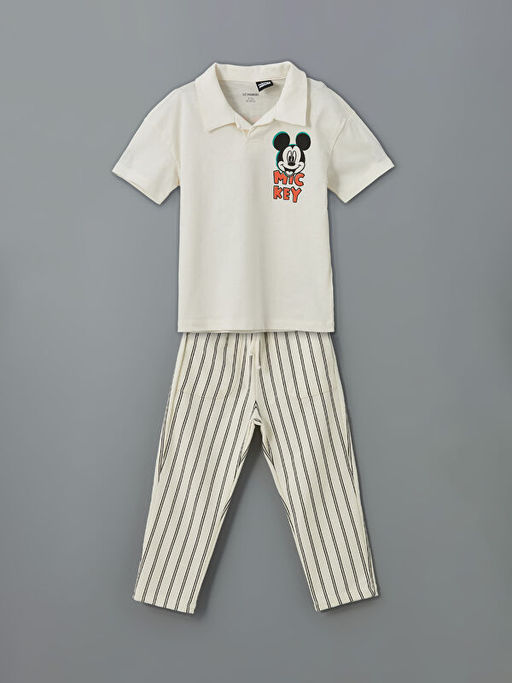 Mickey Mouse Bask?l? Erkek ?ocuk Ti??rt ve Pantolon 2li