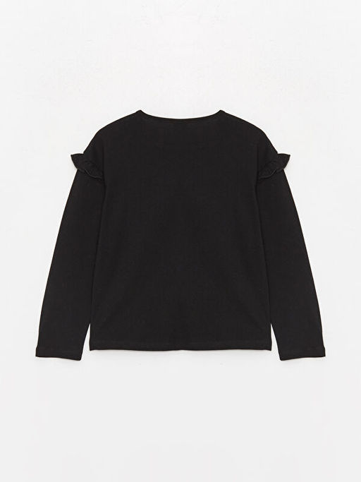 Bisiklet Yaka Bask?l? Uzun Kollu K?z ?ocuk Ti??rt - Waikiki фото 2