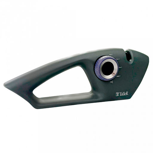 Точилка для ножей Дартфорд 25,7х9,6х5,3см, пластмассовый корпус, темно-серый, прорезиненная поворотная ручка переключения, силиконовые противоскользящие протекторы, ручка фиолетового цвета, цветная коробка, TalleR